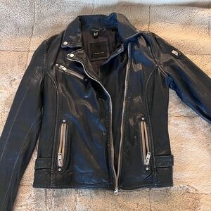 Navy leather jacket